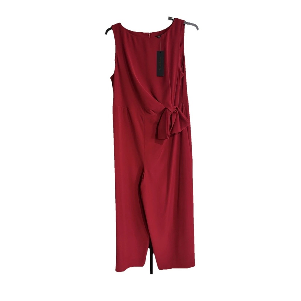 Donna Karan womens pant suit dress RED jumpsuit designer sz 14W BRAND NEW $189 H
